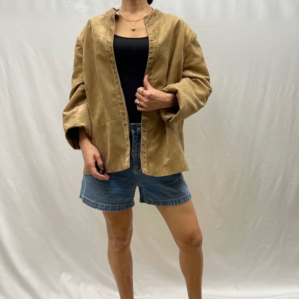Tradition jacket size 24W tan studded open vintage coastal western